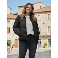 0416-12 черная женская куртка (5`th Avenue, с карманами, синтепон, 2ед, размеры полубатал: 2XL. 2XL) 5`th Avenue