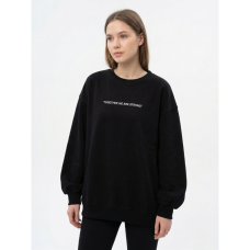 6320-1 черный женский свитшот (двухнитка, вишивка, 1 ед, универсальный размер норма : S/L) Свитшот