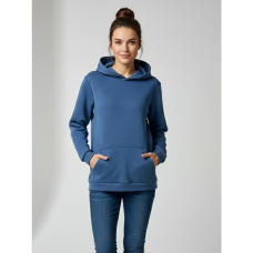 4452-48 синій спортивний худі жіночий (тринитка на флісі, з капюшоном, 5од, розміри норма: 44, 46, 48, 50, 52)