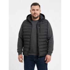 0207-21 чорна чоловіча жилетка (синтепон, з капюшоном, 5од, розміри на бірках, 5XL. 6XL. 7XL. 8XL. 9XL, відповідають баталу:2XL. 3XL. 4XL. 5XL. 6XL) Жилетка