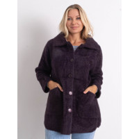 0562-13 темно-фиолетовый женский кардиган (шерсть альпаки, на пуговицах, 1 ед. универсальный полубатальный размер: 46-52) Кардиган
