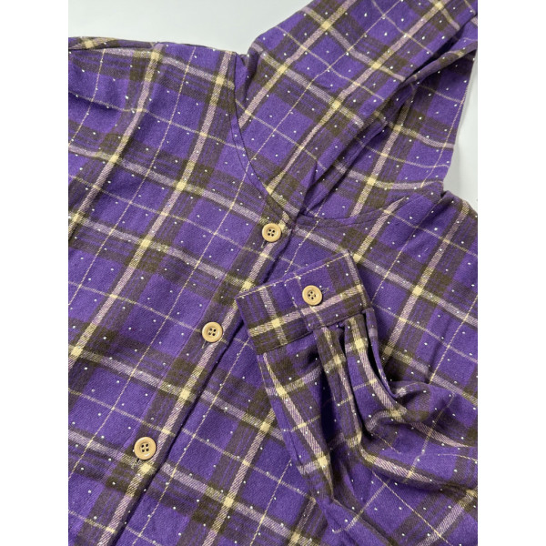 7760-24 фиолетовая женская рубашка (JJF. с камнями и капюшоном, 4 ед, размеры норма: XL, 2XL, 3XL, 4XL) JJF