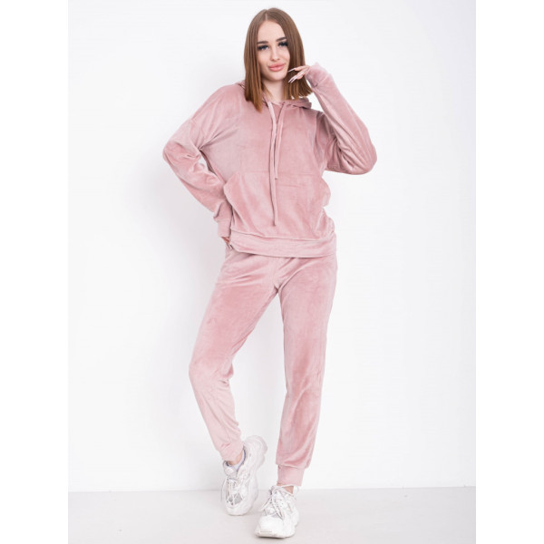 5085-4 ПУДРОВЫЙ спортивный костюм женский велюровый (4 ед.размеры: S.M.L.XL) Спортивный костюм