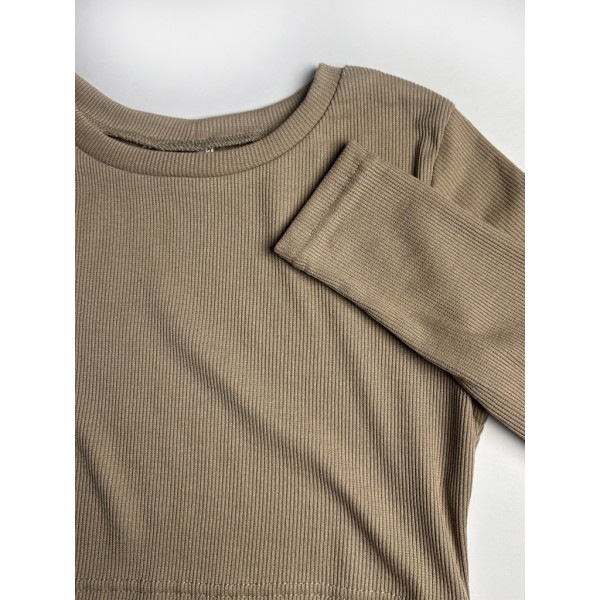 2870-99 микс цветов женский кроп-топ ( стрейч коттон, рубчик, с разрезом, 5 ед, размери норма: 46, 46, 48, 48, 48) Кроп-топ