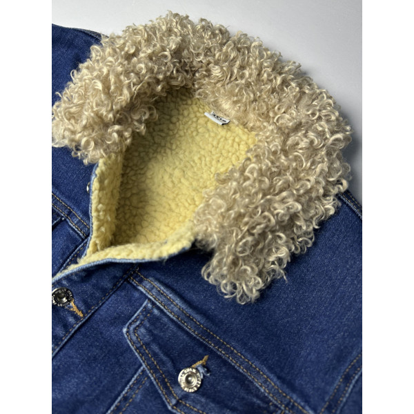 0055 * Жіноча джинсова куртка на хутрі New Jeans синя (1165704)