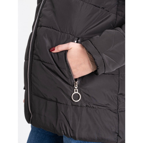 0007-1 чорна жіноча зимова куртка (5'TH AVENUE, флісова підкладка, 3 од. розміри норма: 42. 44. 46)