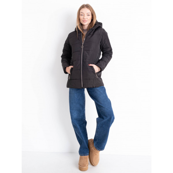 0007-1 чорна жіноча зимова куртка (5'TH AVENUE, флісова підкладка, 3 од. розміри норма: 42. 44. 46)