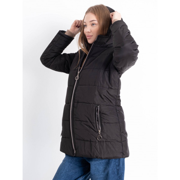 0007-1 чорна жіноча зимова куртка (5'TH AVENUE, флісова підкладка, 3 од. розміри норма: 42. 44. 46)