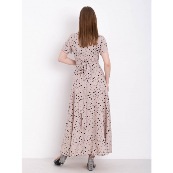 2502 жіноча бежева сукня (YOLA, тканина: супер софт, 2 од. розміри норма: S-M. L-XL)