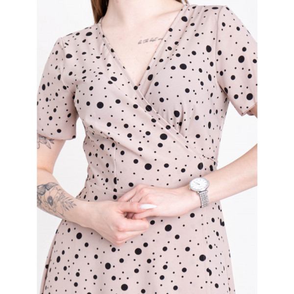 2502 жіноча бежева сукня (YOLA, тканина: супер софт, 2 од. розміри норма: S-M. L-XL)