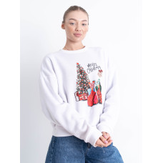 4002-18 білий жіночий новорічний світшот (YOLA, фліс, 4 од. розміри норма: S-M. S-M. L-XL. L-XL)