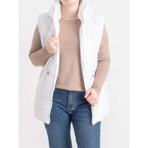 0751-10 біла жіноча жилетка (5'TH AVENUE, синтепон, капюшон, 3 од. розміри напівбатал: 48. 50. 52)