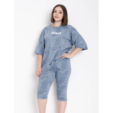 0242-42 блакитний жіночий костюм двійка (футболка + велосипедки) (5'TH AVENUE, турецька бавовна, 3 од. розміри батал: 54. 56. 58)