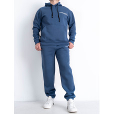 16008-с102 синій чоловічий спортивний костюм (YOLA, турецька тринитка, фліс, не хитається, 2 од. розміри батал: XL. 2XL)