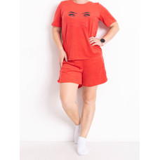 14050-55 бордова жіноча піжама (велюрова, 4 од. розміри напівбатальні 46/48, 46/48, 50/52, 50/52)