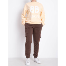 9997-9 коричневі жіночі спортивні штани (AOLONG. технітка на флісі, не кашлатиться, 5 од., розміри напівбатал: XL. 2XL. 3XL. 4XL. 5XL)