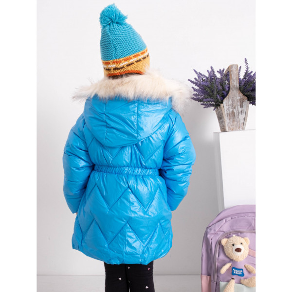 2021-23 блакитна дитяча куртка (на дівчинку 2-6 років, овчина, хутро на капюшоні, 5 од. розміри: 2. 3. 4. 5. 6)