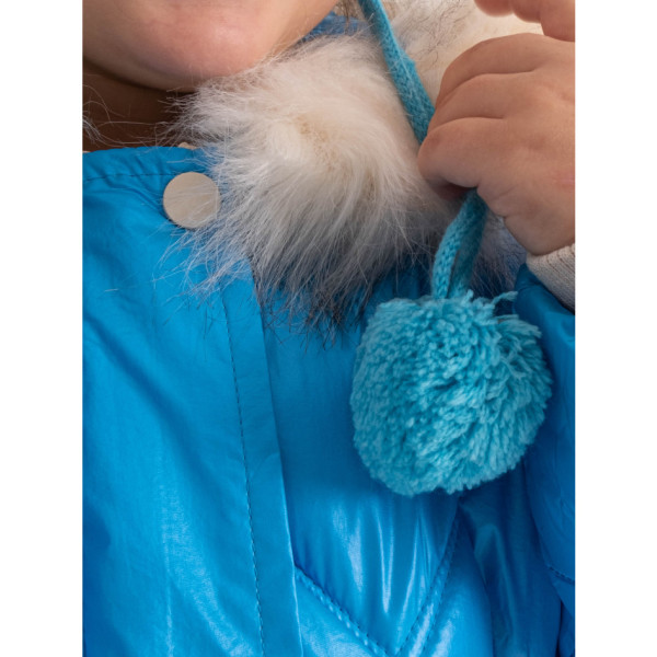 2021-23 блакитна дитяча куртка (на дівчинку 2-6 років, овчина, хутро на капюшоні, 5 од. розміри: 2. 3. 4. 5. 6)