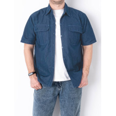 0016-20 *синя чоловіча джинсова сорочка (AOLONG, 40% бавовна, 60% поліестер, 5 од. розміри норма: XL. 2XL. 3XL. 4XL. 5XL) видача на слід день