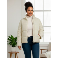 0416-2 бежева жіноча куртка (5`th Avenue, з кишенями, синтепон, 3од, розміри напівбатал: 50, 52, 54)