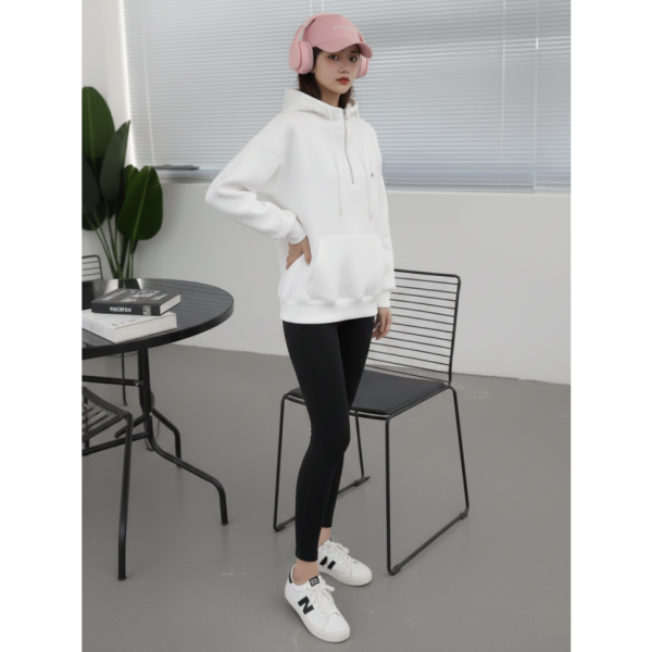 6299-10 біла жіноча спортивна кофта (змійка, з капюшоном, 5 од., універсальний розмір норма: M-XL)