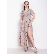 2502 жіноча бежева сукня (YOLA, тканина: супер софт, 2 од. розміри норма: S-M. L-XL)