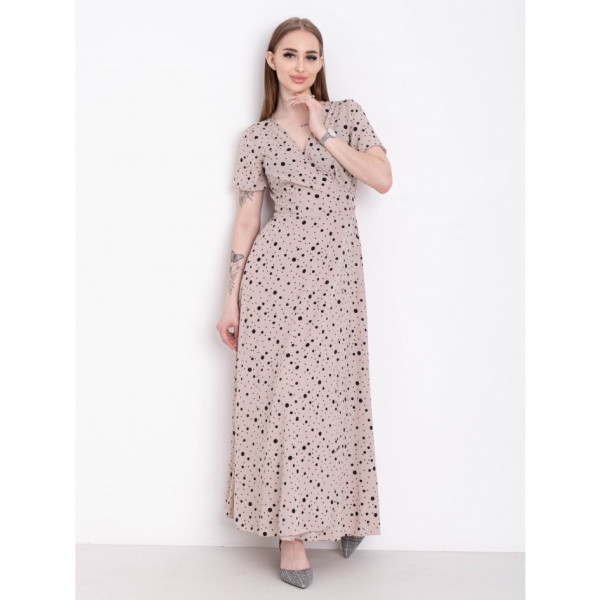 2502 жіноча бежева сукня (YOLA, тканина: супер софт, 2 од. розміри норма: S-M. L-XL)