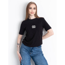 1841-1 чорний жіноча футболка (YOLA, принт, 5 од. розміри норма: S. M. L. XL. 2XL)