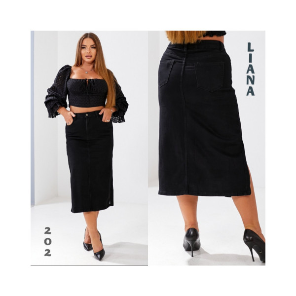 0202* чорна жіноча спідниця джинсова (стрейчева, 6 од. розміри батал: 30. 31. 32. 33. 34. 36) видача наступного дня