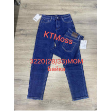 3220 синие женские джинсы на байке (KT.MOSS, MOM, стрейч-коттон, 6 ед. размеры полубатал: 28. 29. 30, 31, 32, 33)