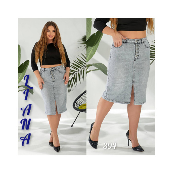 0394* сіра жіноча спідниця джинсова (стрейчева, 6 од. розміри батал: 30. 31. 32. 33. 34. 36) видача наступного дня