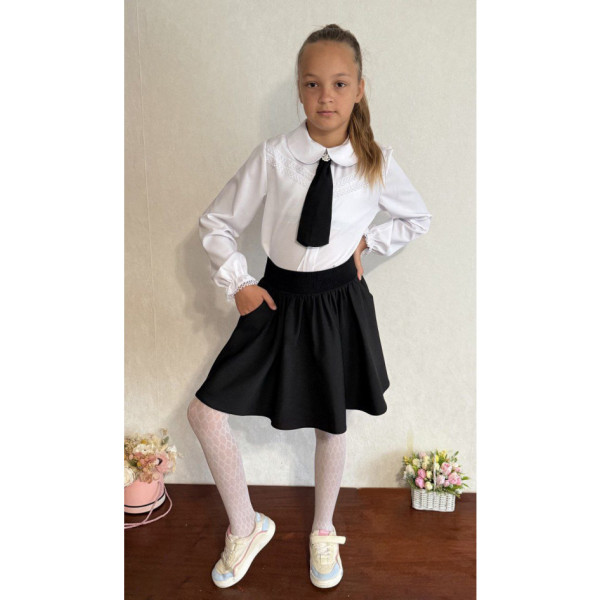 0561-1 * черная школьная юбка с карманами (мадонна, 6 ед. размеры: 122. 128. 134. 140. 146. 152) выдача на следующий день