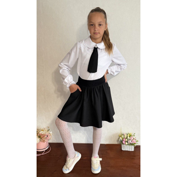 0561-1 * черная школьная юбка с карманами (мадонна, 6 ед. размеры: 122. 128. 134. 140. 146. 152) выдача на следующий день