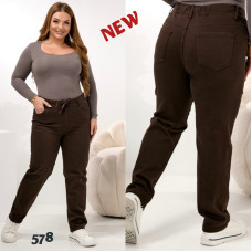 0578# коричневі жіночі стрейчові джинси мом (6 од., розміри батал: 30-36) видача наступного дня