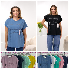 1600# мікс кольорів жіноча футболка (10 од., розміри напівбатал: 50-52 універсальний) видача наступного дня