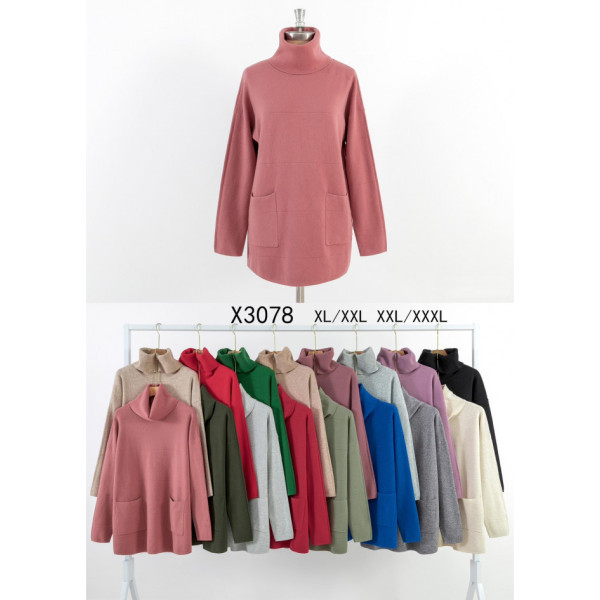 3078 * мікс кольорів жіночий светр (10 од., розміри батал: XL-3XL) видача наступного дня