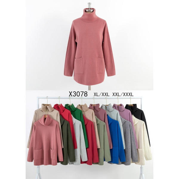 3078 * мікс кольорів жіночий светр (10 од., розміри батал: XL-3XL) видача наступного дня