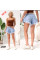 4038# голубые женские шорти, стрейч-коттон (6 ед, размеры норма: 25-30) выдача на следующий день
