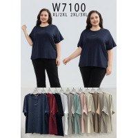 7100# микс цветов женская футболка Kiss Me (10 ед, размеры батал: XL-3XL) выдача на следующий день
