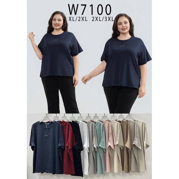 7100# микс цветов женская футболка Kiss Me (10 ед, размеры батал: XL-3XL) выдача на следующий день