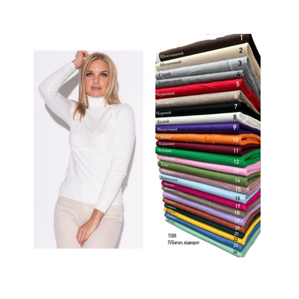 7188 * мікс кольорів жіночий кашеміровий гольф (6 од., розміри напівбатал: 48-54) видача наступного дня