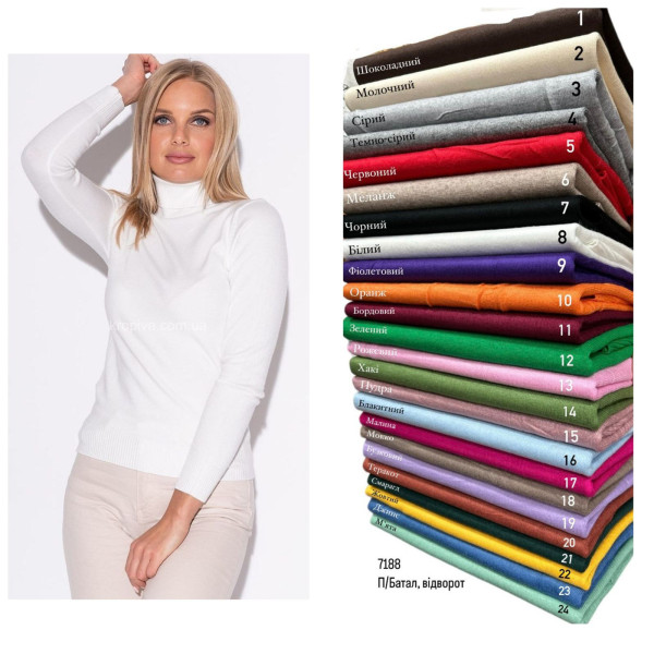 7188 * мікс кольорів жіночий кашеміровий гольф (6 од., розміри напівбатал: 48-54) видача наступного дня