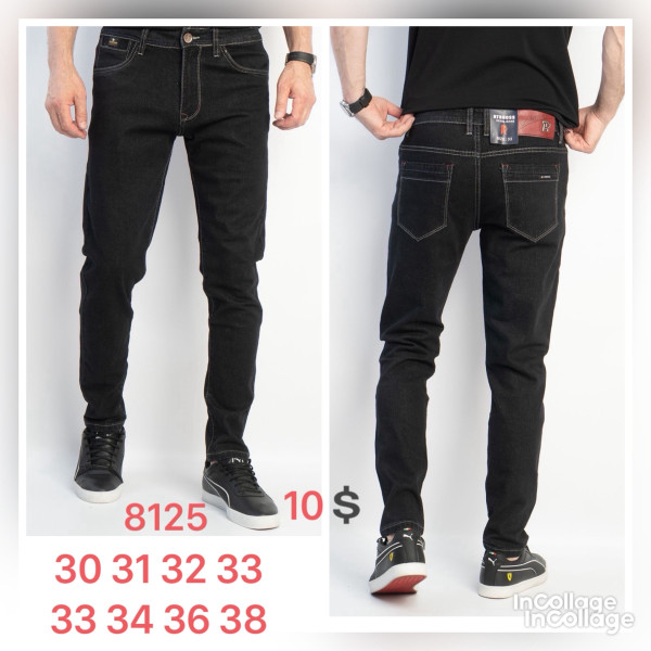 8125* чорні чоловічі джинси (RTROOSS, 8 од., розміри норма: 30-38) видача наступного дня