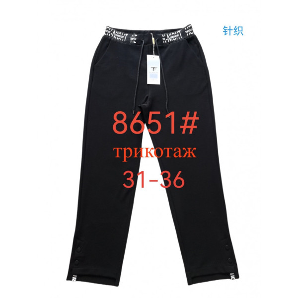 8651# черные женские брюки Fudeyan (трикотаж, 6 ед, размеры батал: 31-36) выдача на следующий день