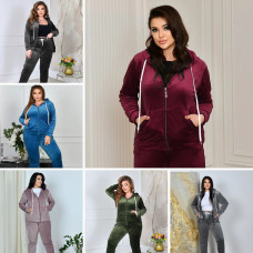 7990 * УТОЧНЮЙТЕ КОЛІР ПІД ЧАС ЗАМОВЛЕННЯ жіночий велюровий спортивний костюм (4 од. батальний розмір: 54. 56. 58. 60) видача наступного дня