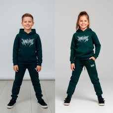 7421-144 смарагдовий підлітковий спортивний костюм (YOLA, турецька тринитка, фліс, на 8-11 років, 4 од. розміри підліток: 134. 140. 146. 152)