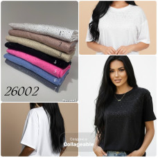 26002# вибір кольору жіноча футболка oversize зі стразами (100% бавовна, 6 од., розміри напівбатал: 52, 54, 56) видача наступного дня