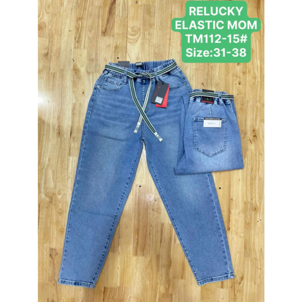 0112-15 # блакитні жіночі джинси на резинці (RELUCKY, стрейчові, 6 од. розміри батал: 31. 32. 33. 34. 36. 38) видача наступного дня