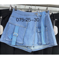 0075# блакитні жіночі шорти-спідниця (New Jeans, стрейч, 6 од., розміри норма: 25-30) видача наступного дня New Jeans