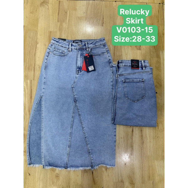 0103# голубая женская джинсовая юбка (Relucky, коттон, 6 ед, размеры полубатал: 28-33) выдача на следующий день Relucky